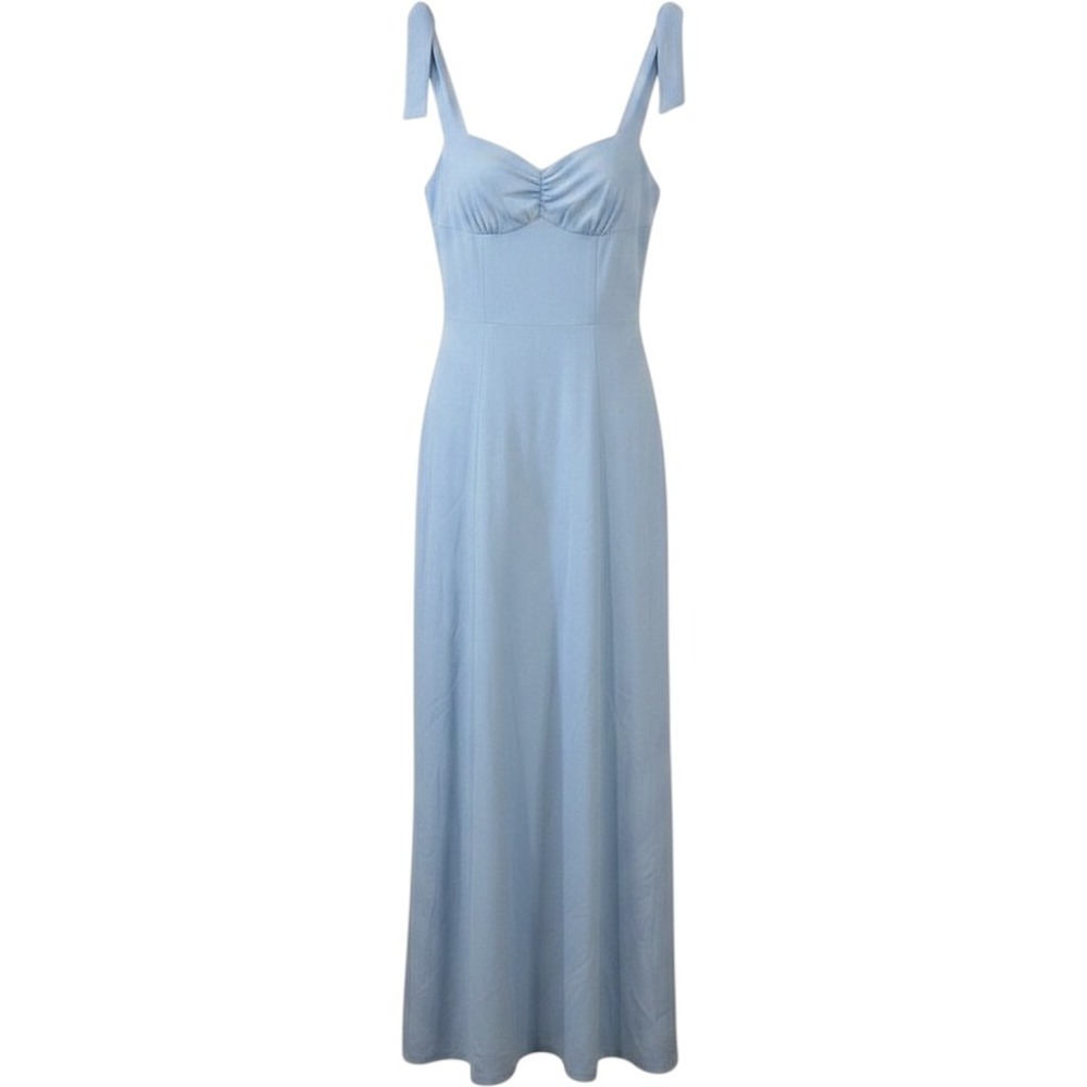 Alexia Admor Womens Halogen Blue‎ Tie Strap Ruched Maxi Dress D4019 Size 6 NEW